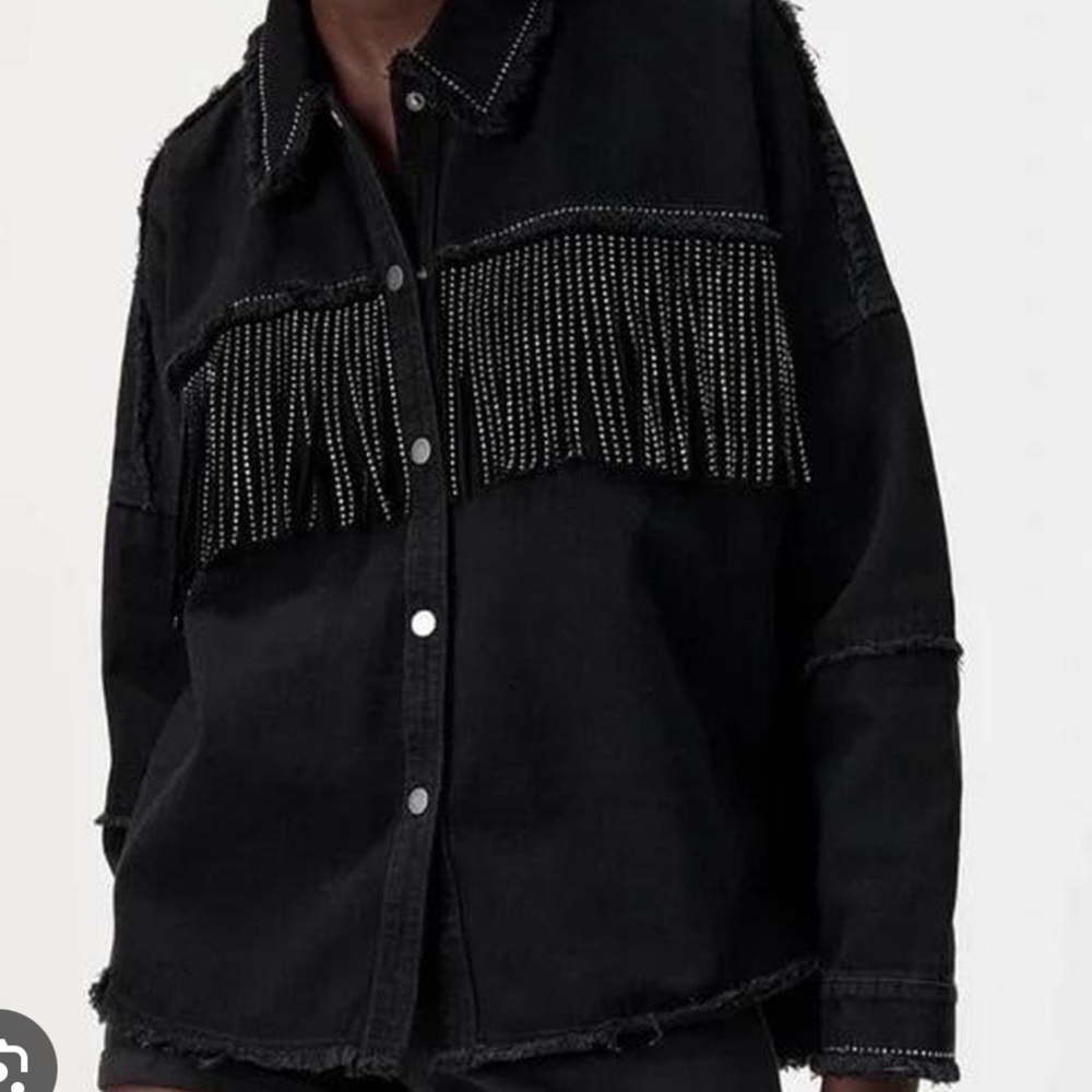 Zara Denim Rhinstone Jacket - Picture 3 of 4